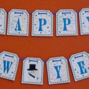 New Years Banner Embroidery Machine Design