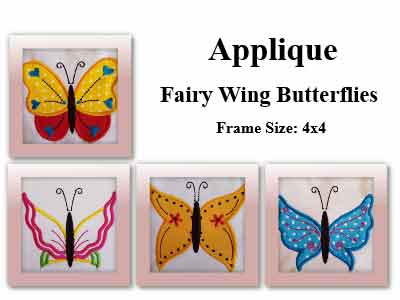 Applique Fairy Wing Butterflies Embroidery Machine Design