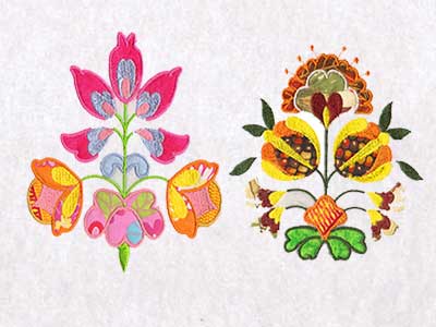 Applique Folkart Flowers Embroidery Machine Design