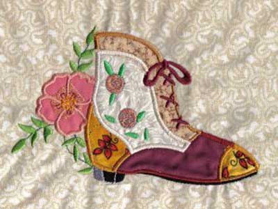 Applique Victorian Shoes Embroidery Machine Design