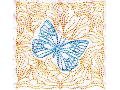 Butterfly Quilt Redwork Embroidery Machine Design