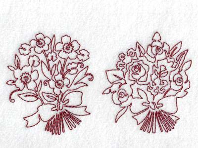 Continuous Line Red Bouquets Embroidery Machine Design