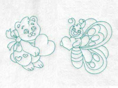 Cute Baby Animals With Hearts Embroidery Machine Design