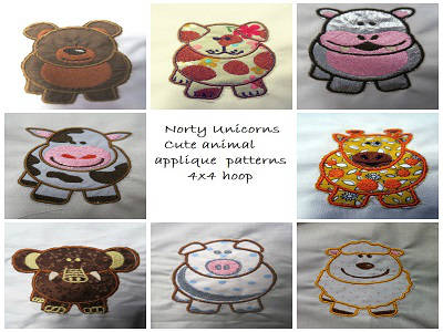 Cute Pudgy Animal Applique Embroidery Machine Design