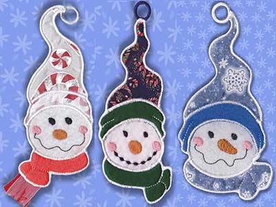 Machine Embroidery Designs - In The Hoop Applique Snowmen Gift Card
