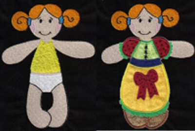 Paper Dolls Embroidery Machine Design