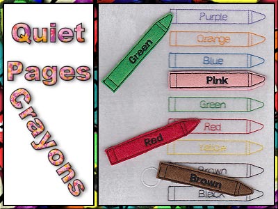 Quiet Pages Crayons Embroidery Machine Design