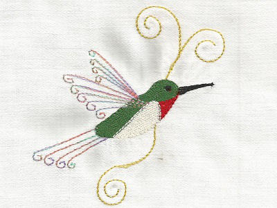 Ruby Throated Hummingbirds Embroidery Machine Design