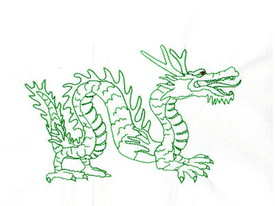 Redwork Year of the Dragon Embroidery Machine Design