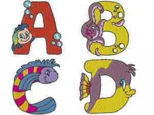 Sea World Alphabet Embroidery Machine Design