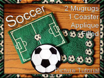 Sport Mug Rug Soccer Embroidery Machine Design