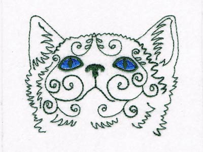 Swirly Cat Faces Embroidery Machine Design