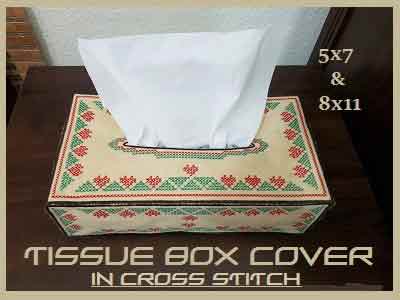 Cross Stitch Tissue Box Cover Embroidery Machine Design