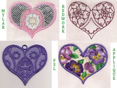 Valentine Hearts Variety Pack Embroidery Machine Design