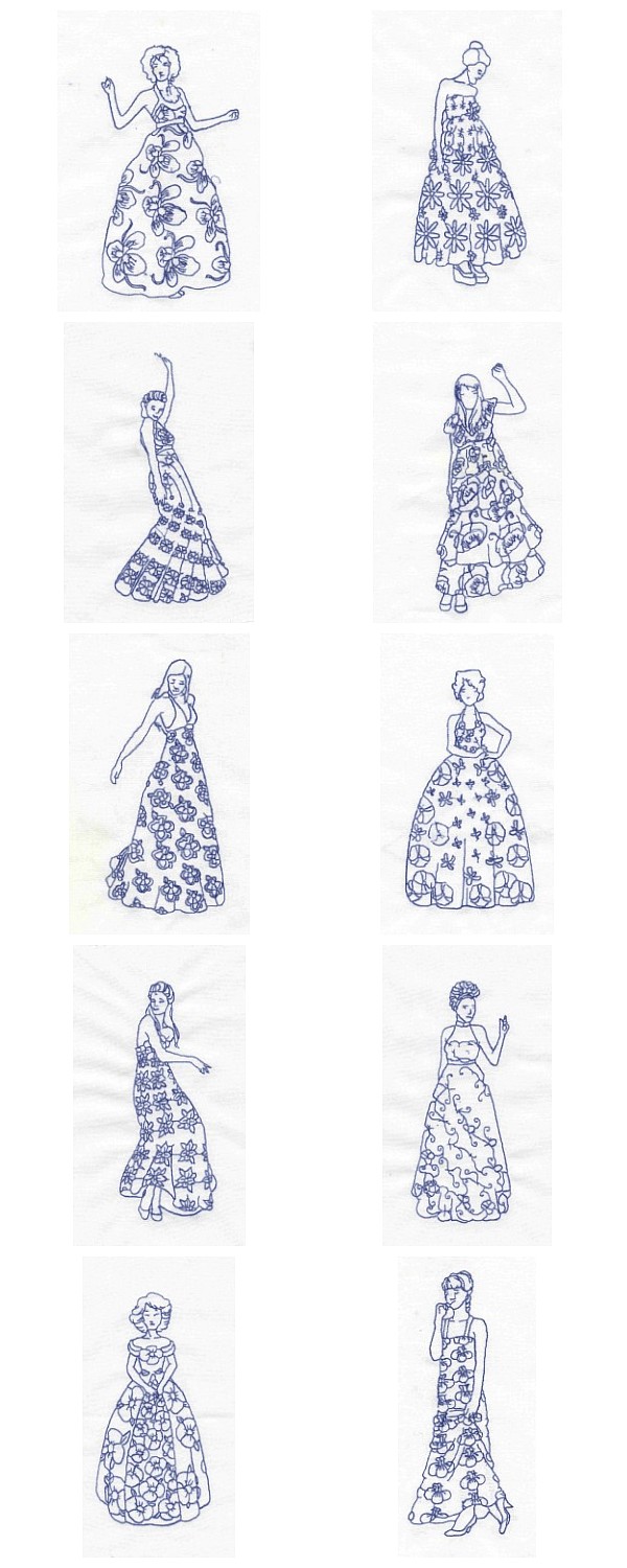 RW Fashion Dresses Embroidery Machine Design Details