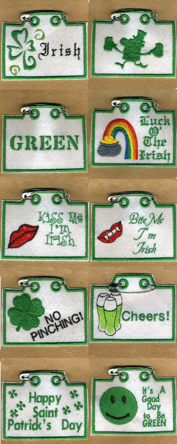 St. Patty Day Badges Embroidery Machine Design Details