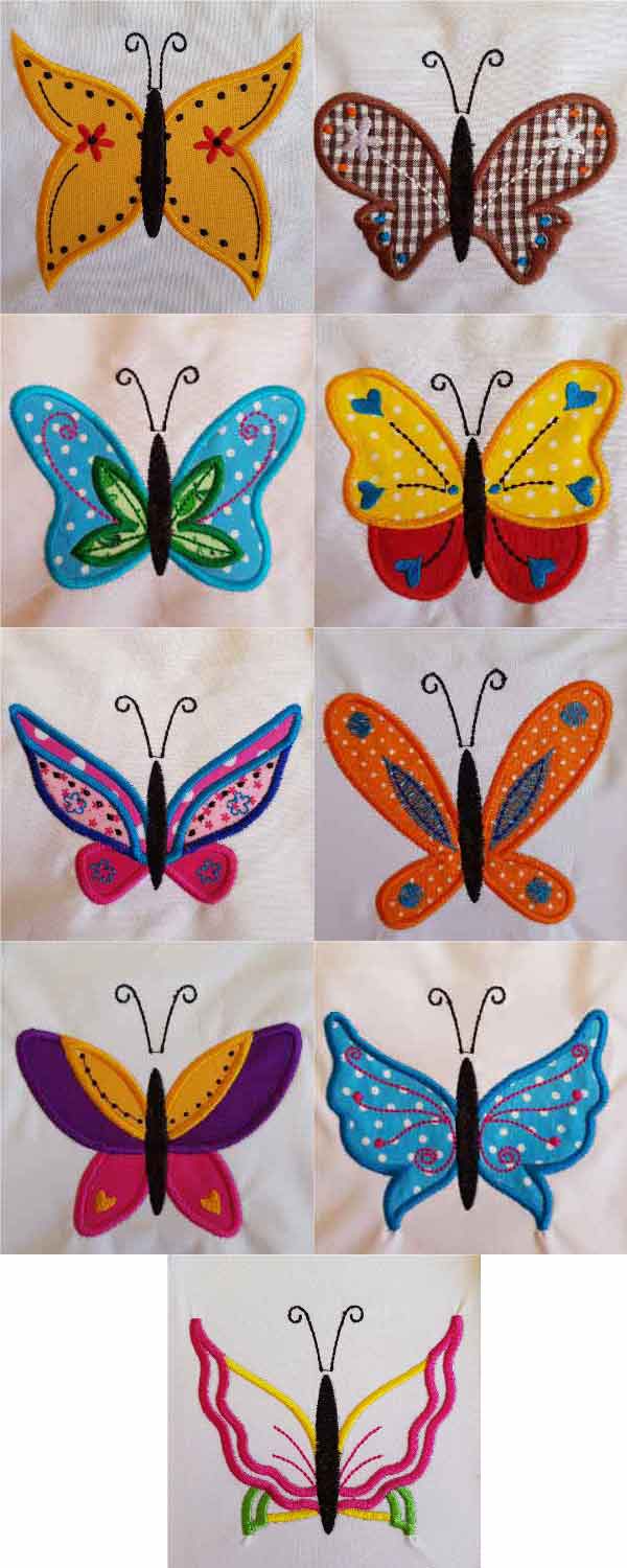 Applique Fairy Wing Butterflies Embroidery Machine Design Details