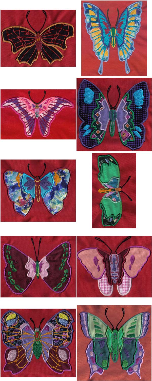 Applique Butterflies 2 Embroidery Machine Design Details