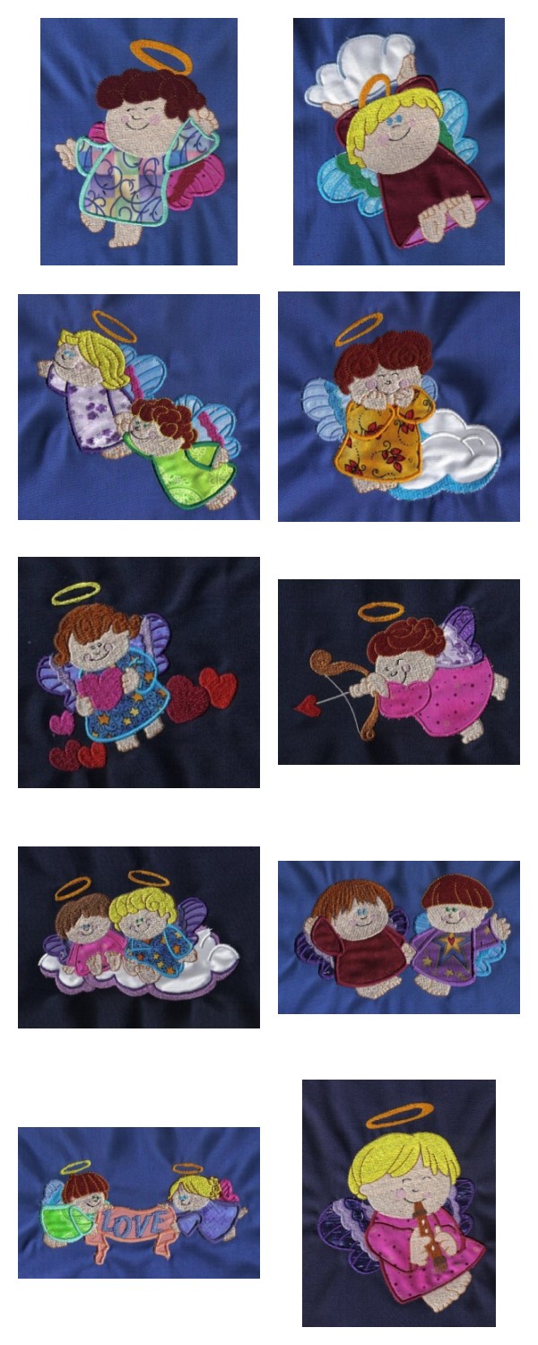 Applique Chubby Angels Embroidery Machine Design Details