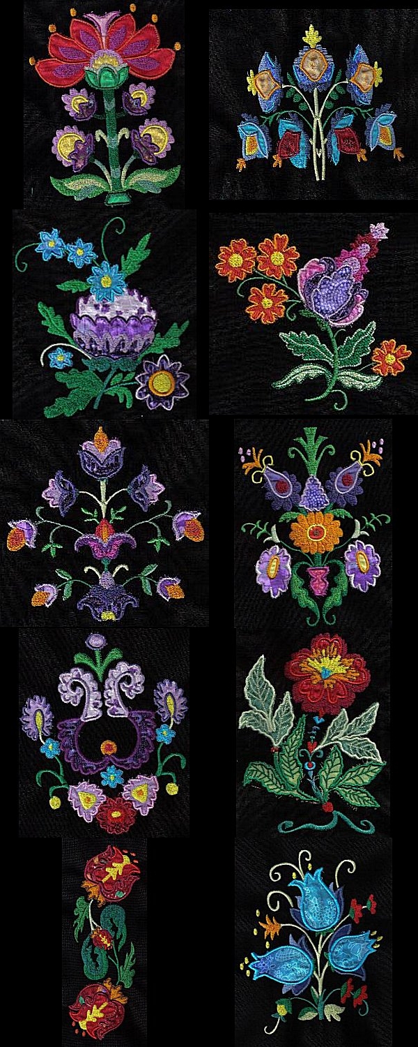Jacobean Florals Embroidery Machine Design Details
