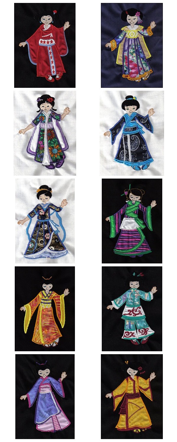 Applique Kimonos Embroidery Machine Design Details