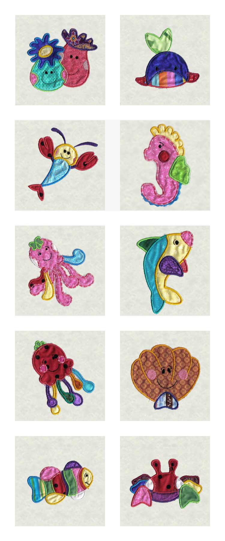 Applique Sea Creatures Embroidery Machine Design Details