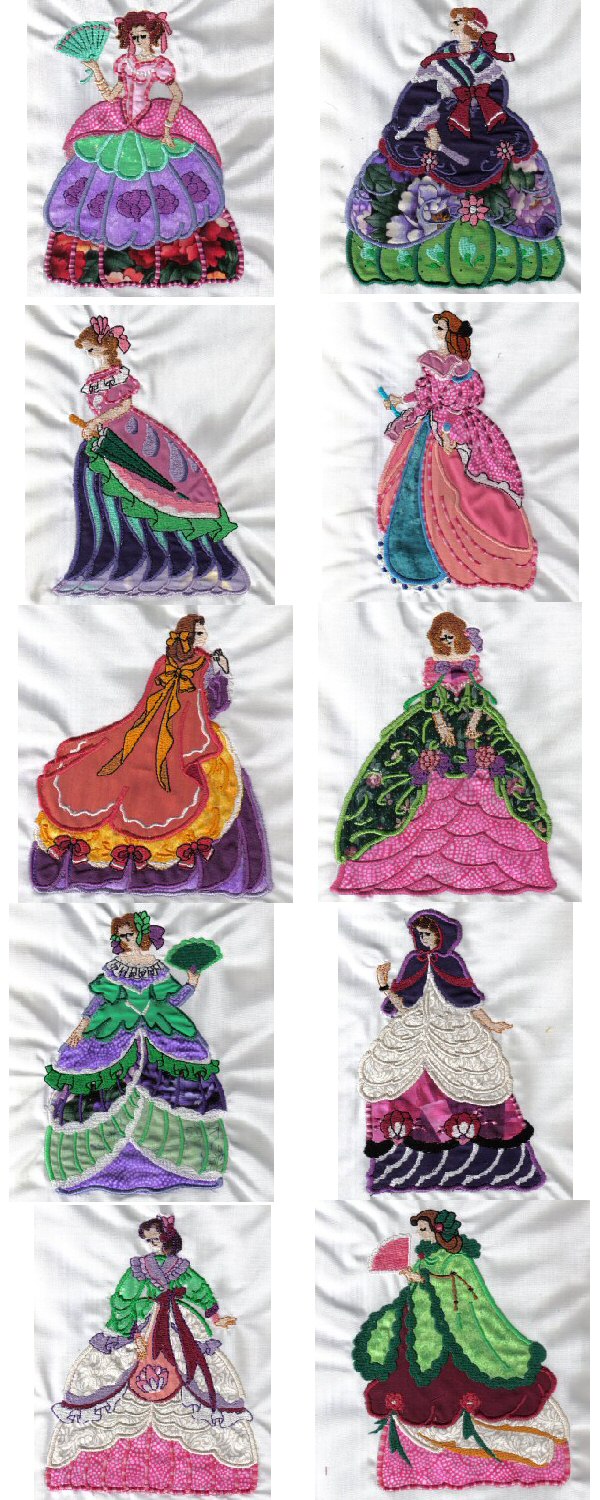 Applique Victorian Ladies Embroidery Machine Design Details