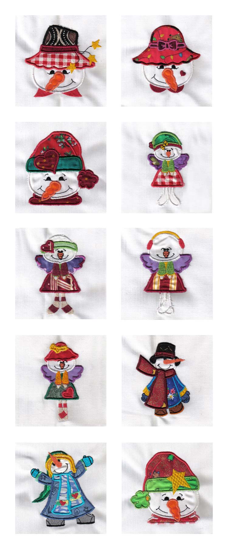 Applique Snow People Embroidery Machine Design Details