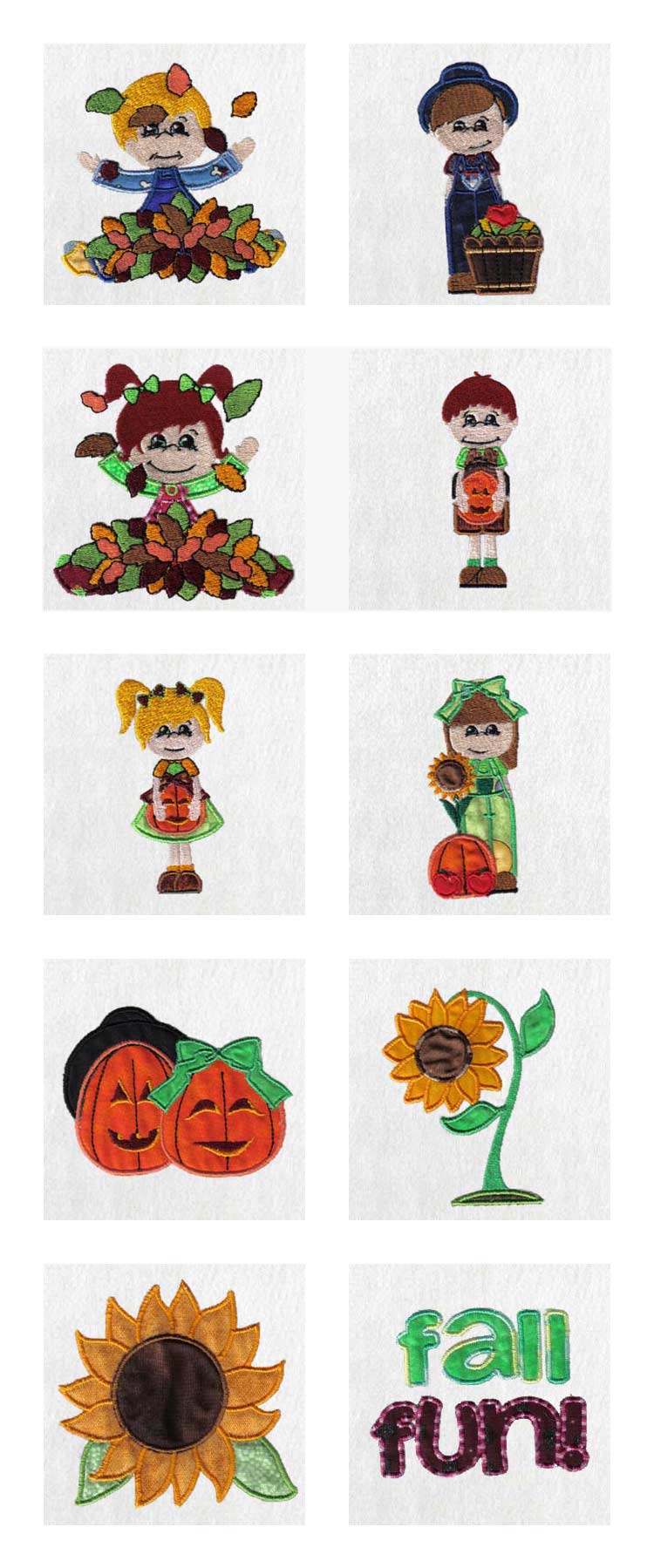 Applique Autumn Kids Embroidery Machine Design Details