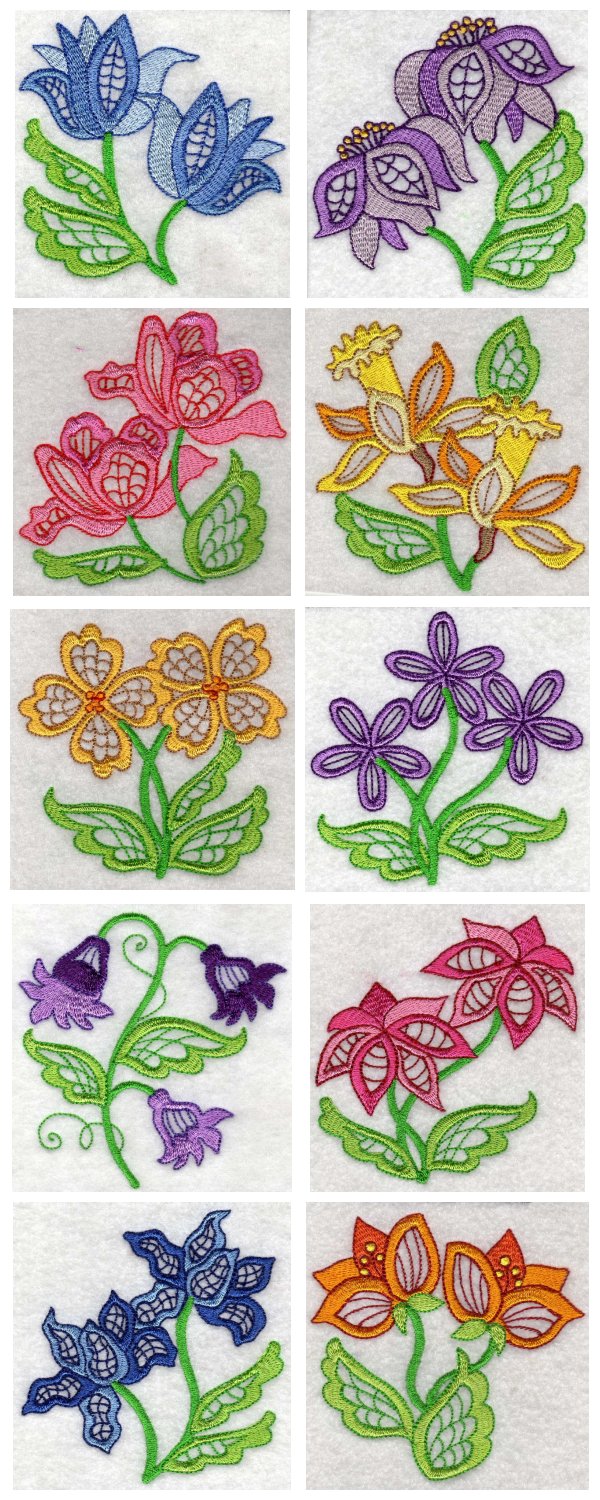 Large Jacobean Flowers Embroidery Machine Design Details