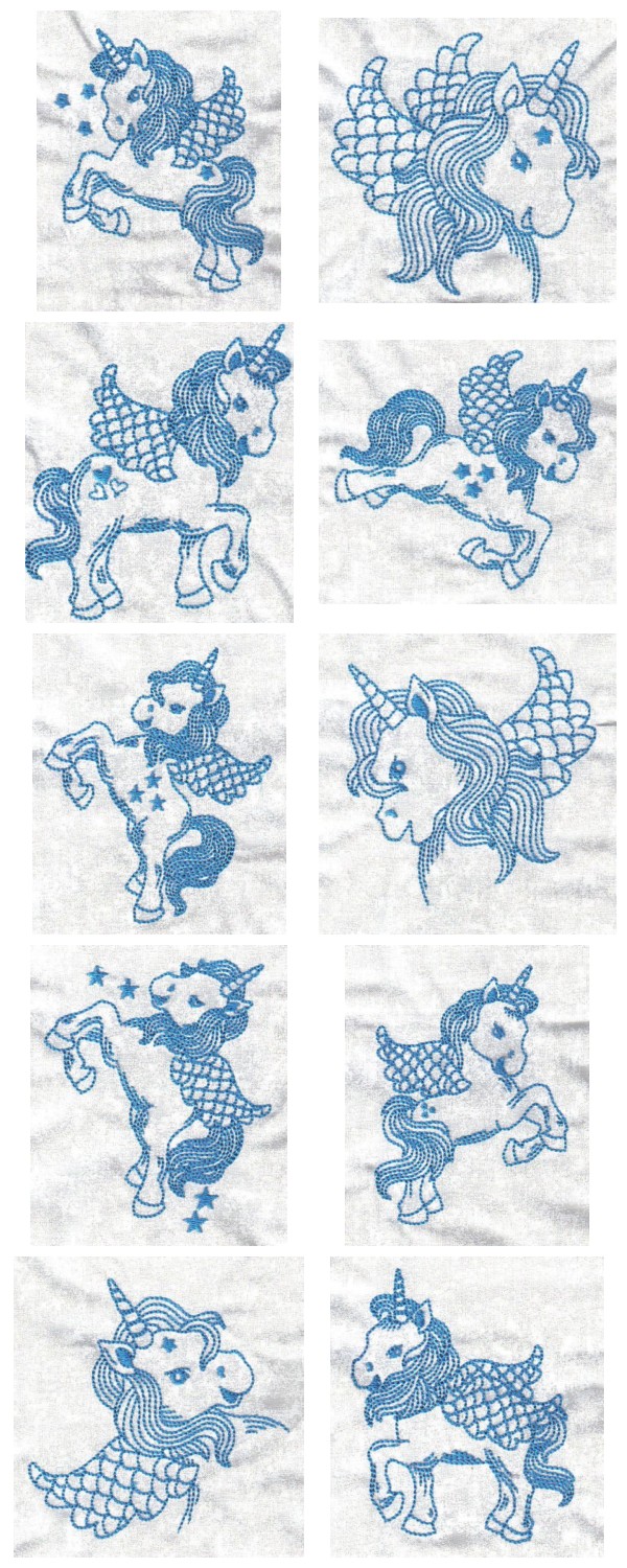 BW Unicorns Embroidery Machine Design Details
