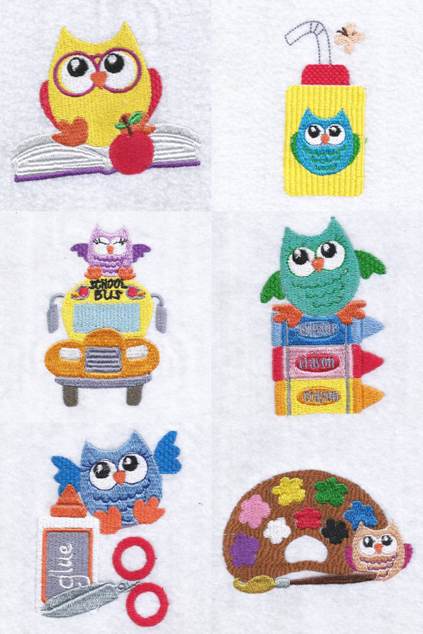 Back to School Owls Embroidery Machine Design Details