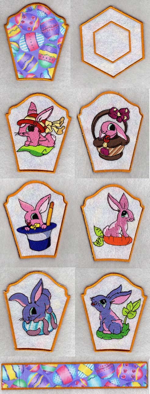 Applique Bunny Basket Embroidery Machine Design Details