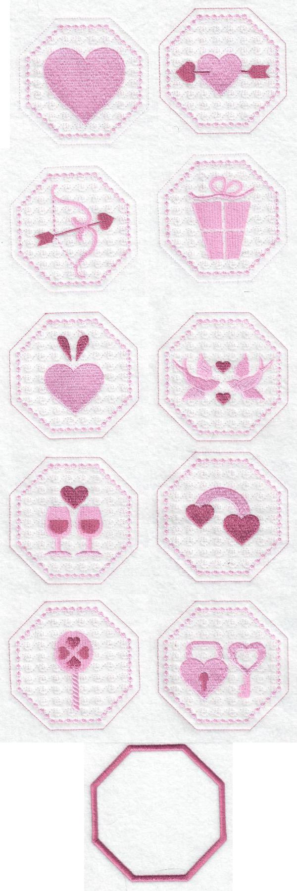 Candlewick Valentine Coasters Embroidery Machine Design Details