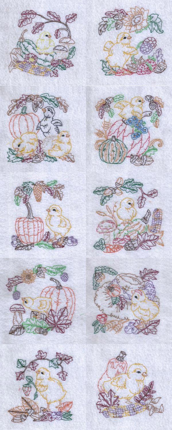 Chickie Fall Embroidery Machine Design Details