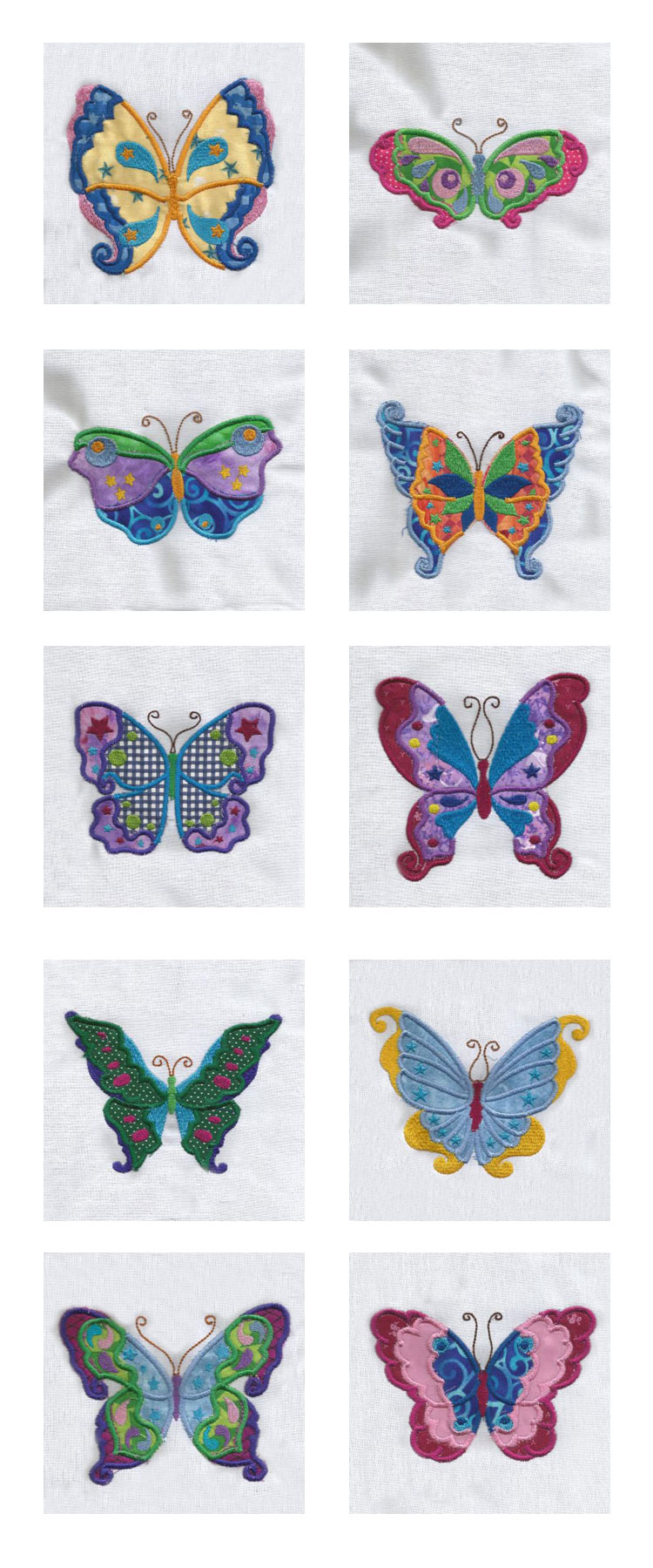 Colorful Applique Butterflies Embroidery Machine Design Details