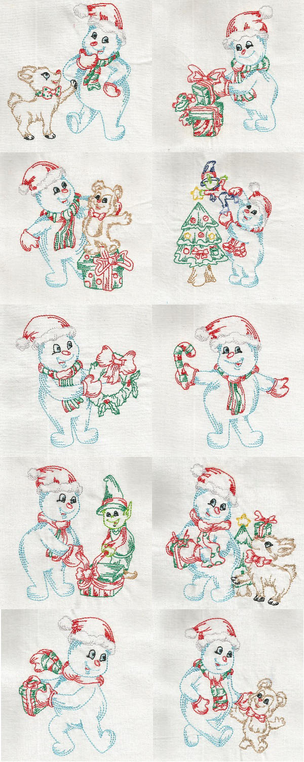 Colorlines Snowman Embroidery Machine Design Details