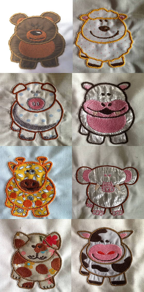 Cute Pudgy Animal Applique Embroidery Machine Design Details
