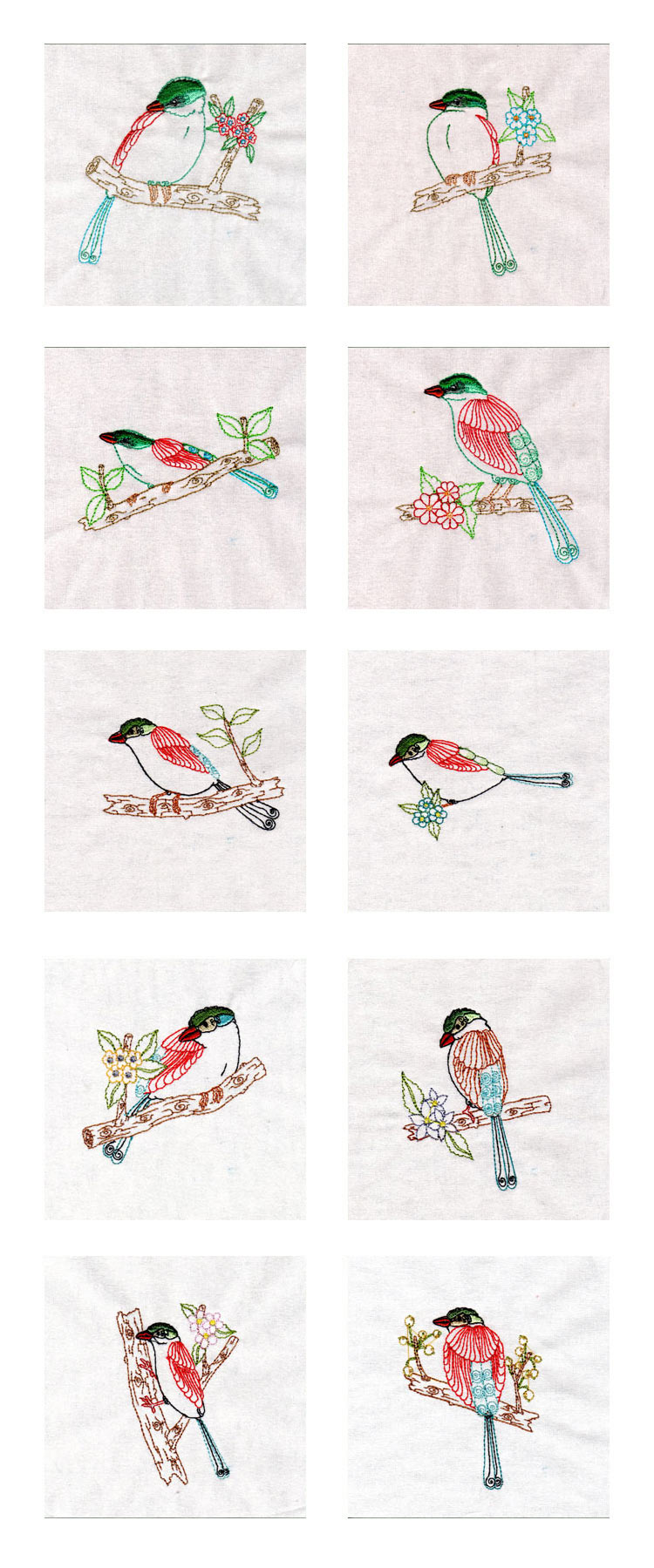 Colorwork Magpies Embroidery Machine Design Details
