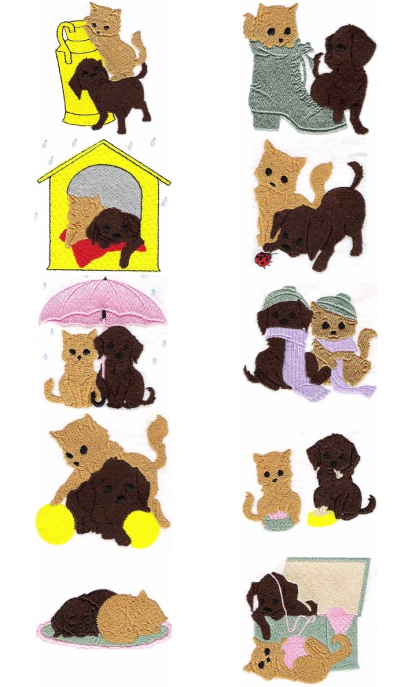 Dog and Kitty Embroidery Machine Design Details