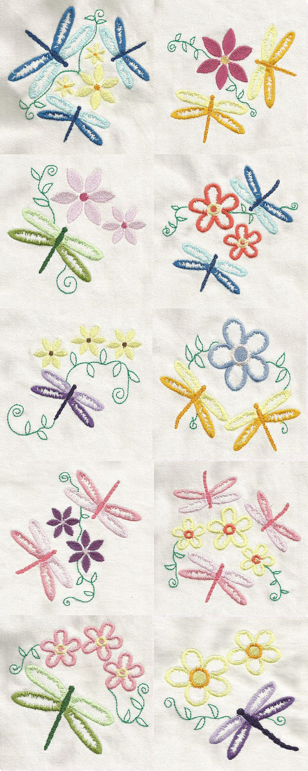 Dragonfly Outlines Embroidery Machine Design Details