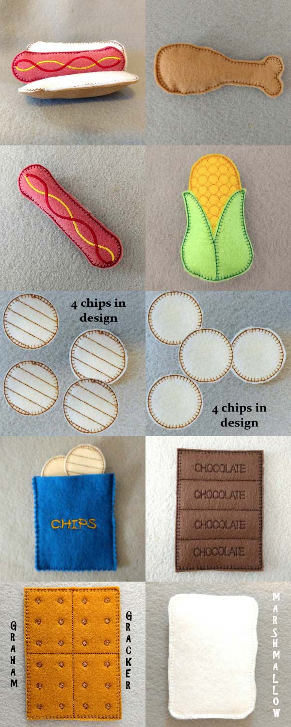 Felt Foodies Camping Embroidery Machine Design Details