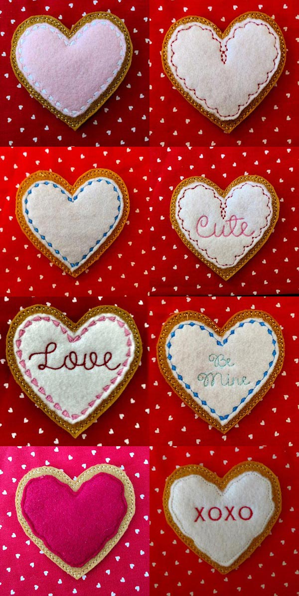 Felt Foodies Valentines Embroidery Machine Design Details