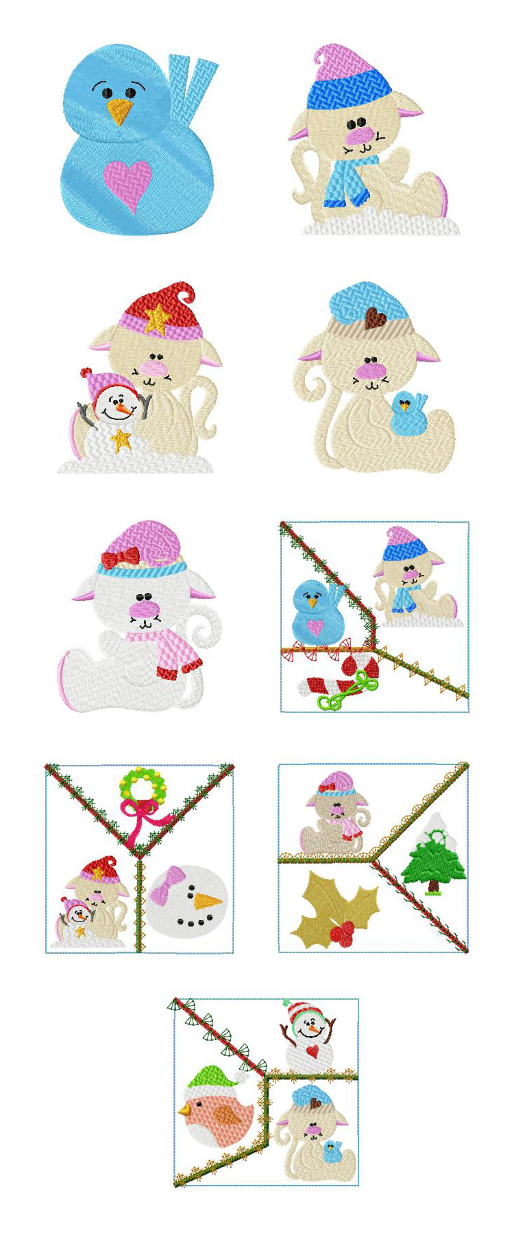 Frosty Kitties Embroidery Machine Design Details