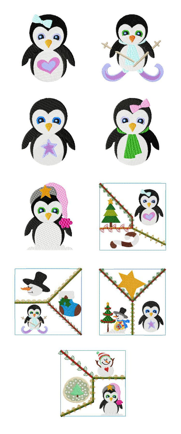 Frosty Penguins Embroidery Machine Design Details
