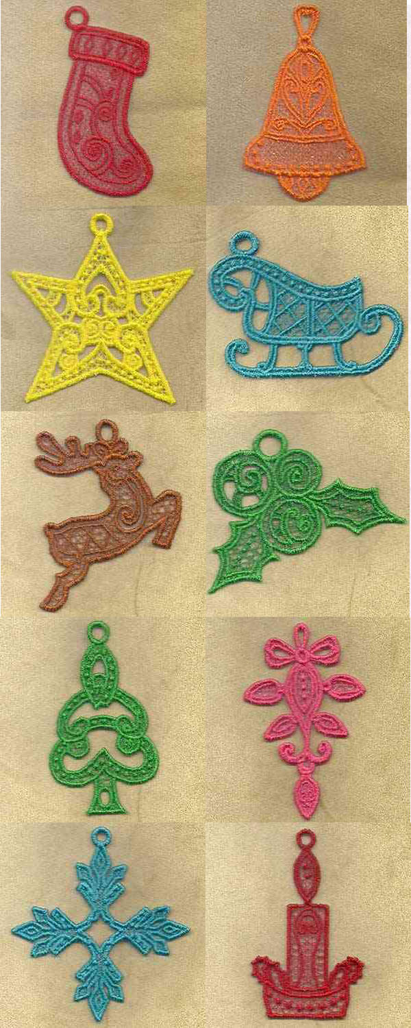 FSL Holiday Ornaments Embroidery Machine Design Details