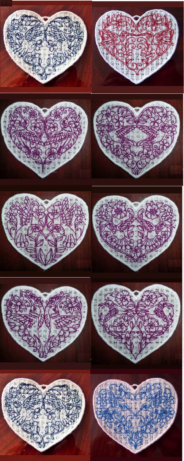 FSL Hummingbird Hearts Embroidery Machine Design Details