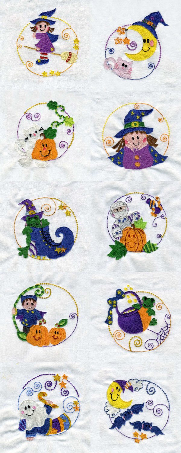 Halloween Circles Embroidery Machine Design Details