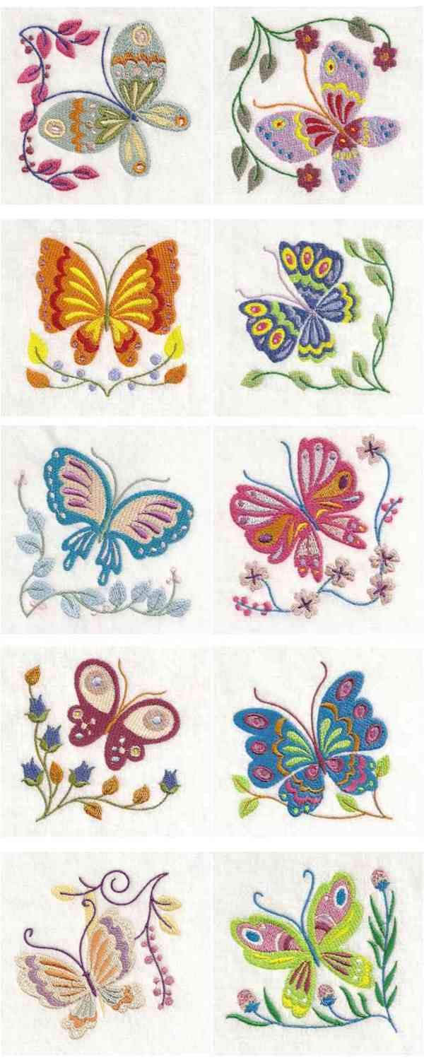 Jacobean Butterflies Embroidery Machine Design Details