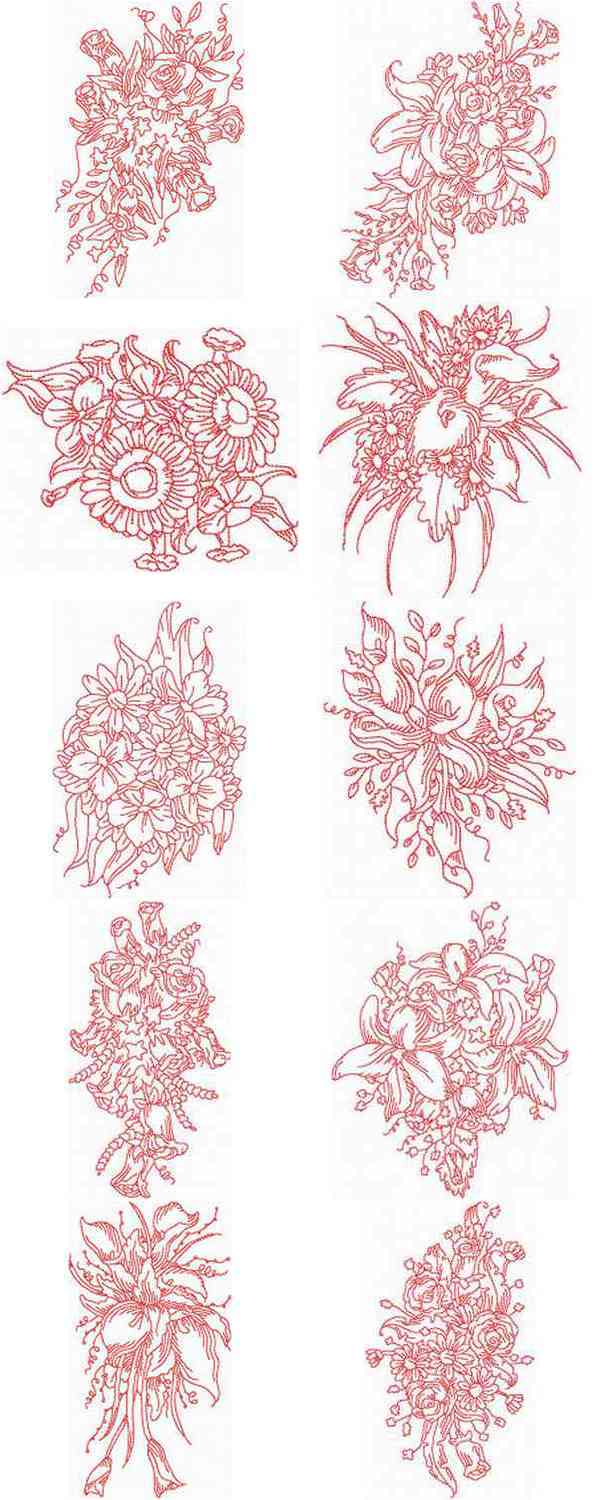 JN Floral Bouquets Embroidery Machine Design Details